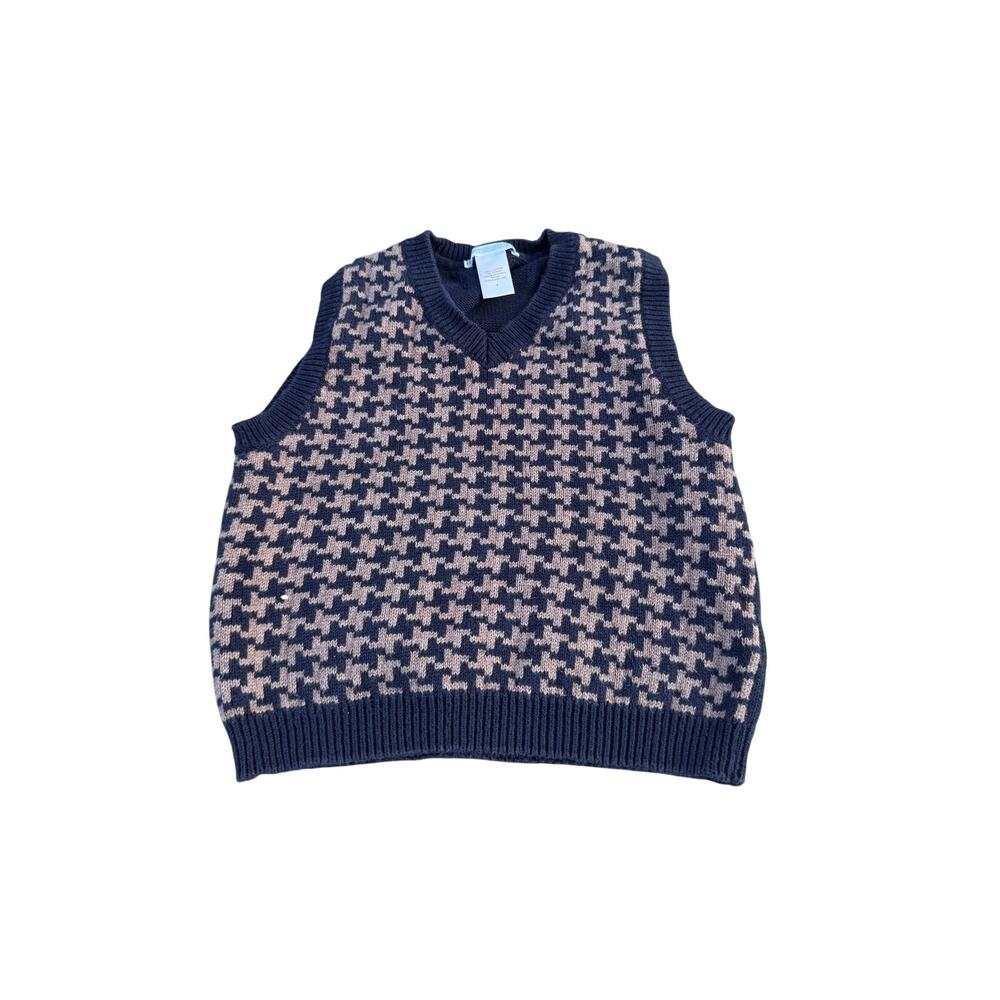 Janie and Jack Sweater Vest - Navy and Tan - Size 3